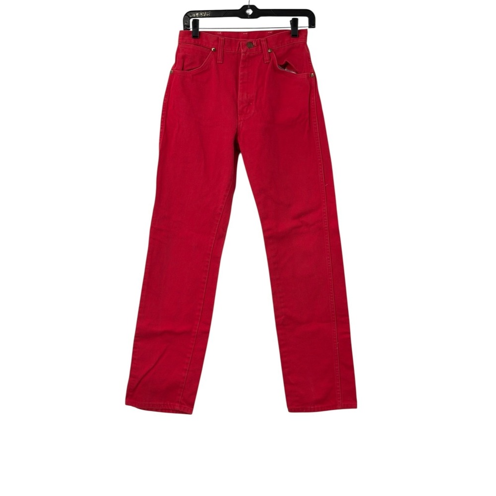 Vintage Wrangler Womens‎ Red High Waisted Straight Leg Denim Jeans Size 9/32
